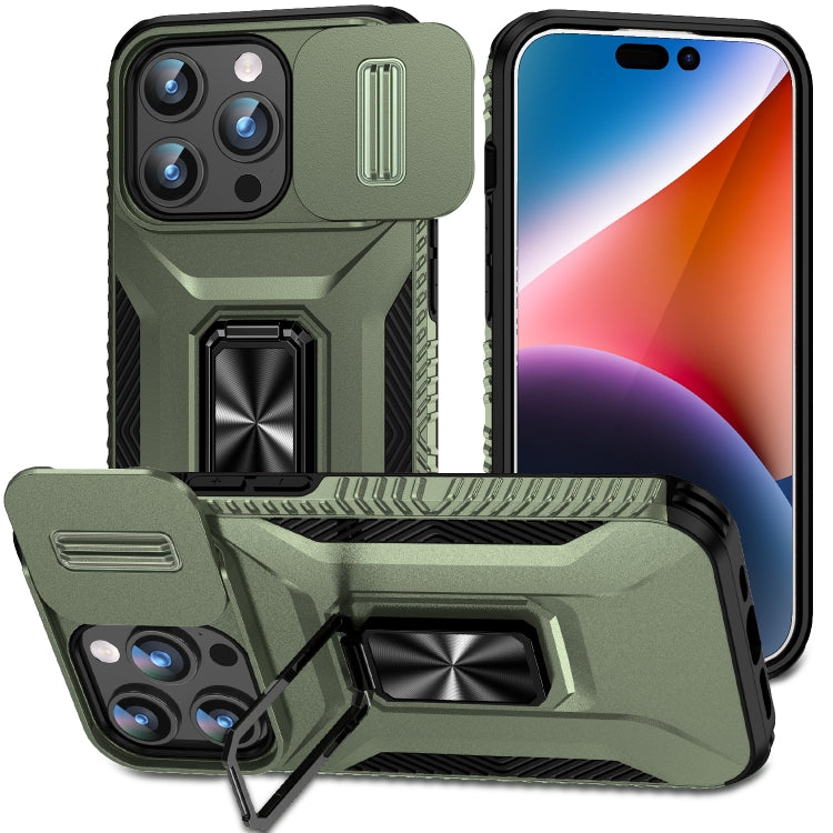 Sliding CamShield Holder Phone Case - For iPhone 15 / 14 / 13 / 12 / X / 7 / 8 Series (Alpine Green) - Mos Accessories